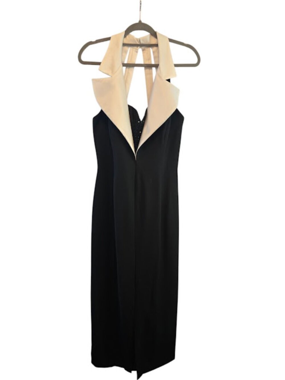 BLACK COCKTAIL DRESS TUXEDO STYLE NWT EVER BEAUTY HALTER STYLE SIZE 14